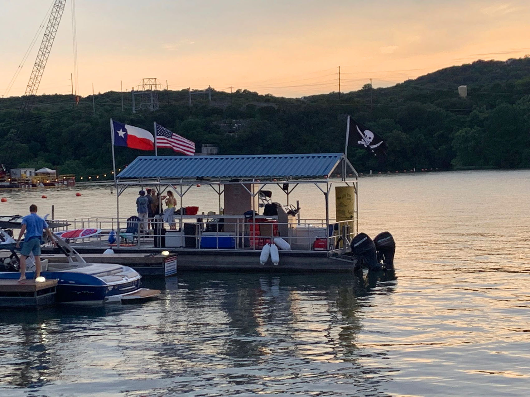 Lake Austin Parties' Myacht getting prepped for a festive Saturday on Lake Austin.